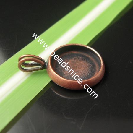 Brass Cabochon Pendant Setting ,fits 10mm round,hole:about 4x2mm,Lead Safe,Nickel Free,Rack Plating,