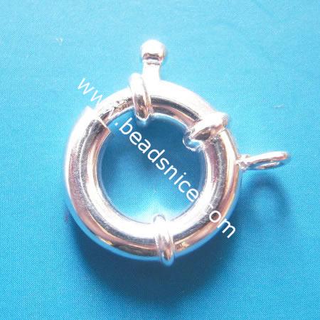 Sterling Silver Spring Rings Clasps,15mm,3.5mm thick,hole:approx 2.5mm,