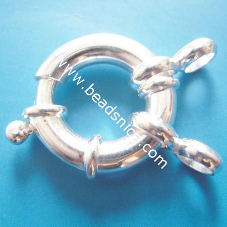 Sterling Silver Spring Rings Clasps,18mm,4mm thick,hole:approx 4mm,