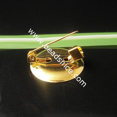 Brass Brooch Findins,Base Diameter:19mm,Lead Safe,Nickel Free,