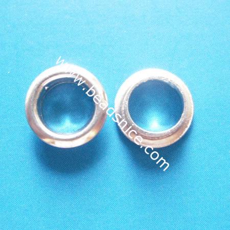 Sterling silver crimp beads, tube, 8mm, hole:approx 5.3mm,high 2.5mm,