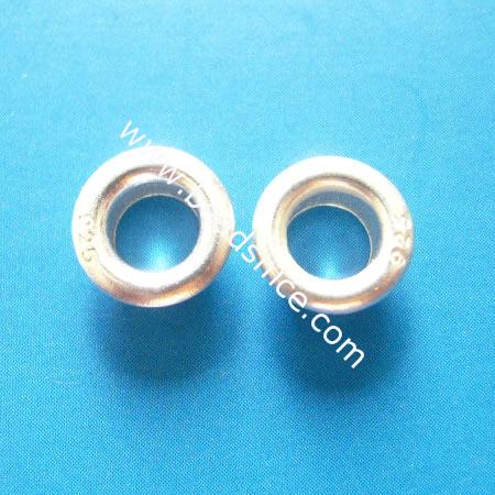 Sterling silver crimp beads, tube, 8mm, hole:approx 4.5mm,high 3.5mm,