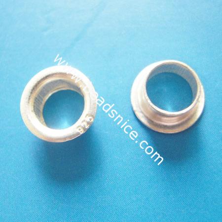 Sterling silver crimp beads, tube, 8mm, hole:approx 5mm,high 3.3mm,