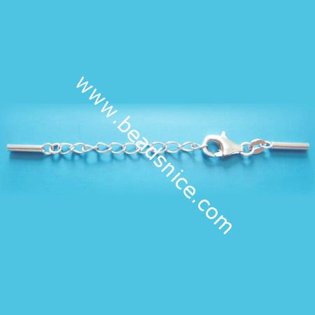 Sterling silver clasp,tube:11x2mm,lobster clasp:11x6mm,chain 3x4.5mm,40mm long,