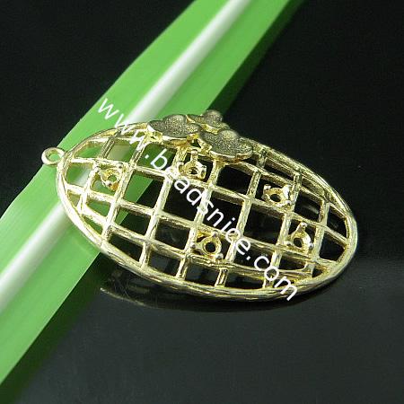 Brass Filigree Pendant ,31.5x21mm,Hole:about 1mm,Lead-Safe ,Nickel-Free,