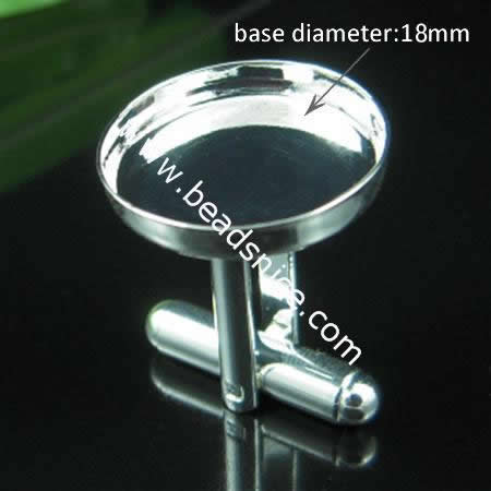 Cufflink blanks ,base diameter:18mm,Nickel free , Lead safe,Handmade Plated,