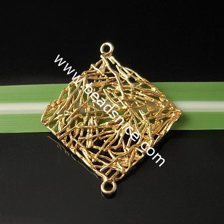 Brass Connector/Link,Hole:about 1mm,31x27mm,Lead-Safe ,Nickel-Free,