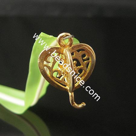 Brass Filigree Pendant,HOle:about 1.5mm,20x14mm,Lead-Safe ,Nickel-Free,