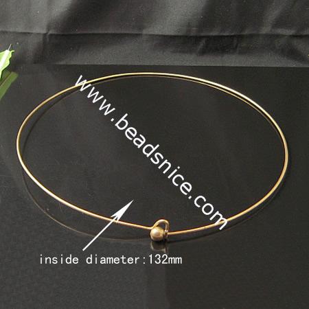 Brass necklace,1mm thick,bead 6mm ,inside diameter:132mm,nickel free,lead safe,