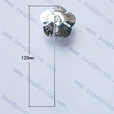 Iron brooch finding,43x120mm,flower,nickel free,lead free,