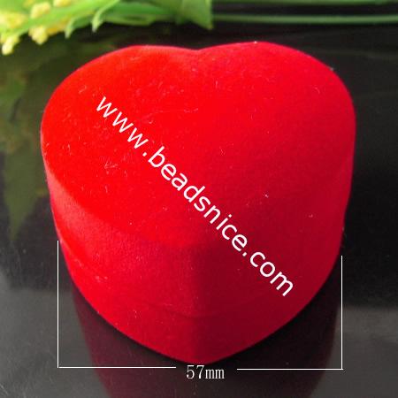Velours lovely heart shape ring jewelry gift box 60x57x40mm