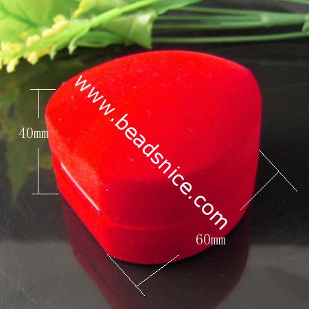Velours lovely heart shape ring jewelry gift box 60x57x40mm