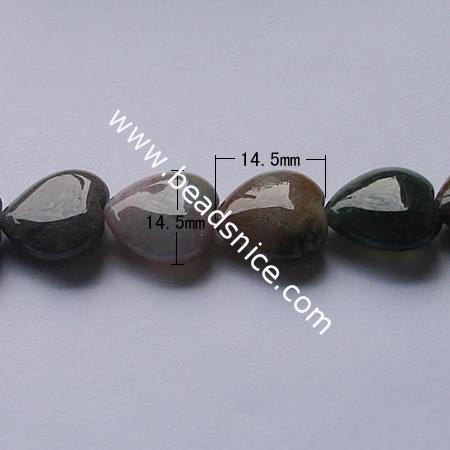 Indian agate natural ,14.5x14.5x6.5mm,length:15.5 inch,hole:approx 1mm,heart,