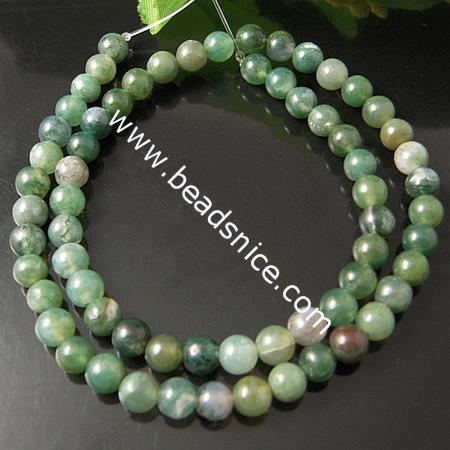 Moss Agate Beads Natural,6mm,14 inch,Hole:about 0.8mm,