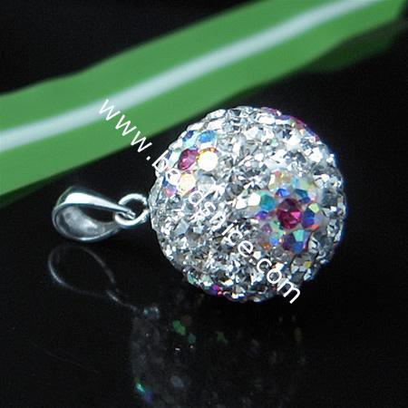 Sterling Silver with  crystal pendant,22x13.5mm,hole:approx 3x5mm,