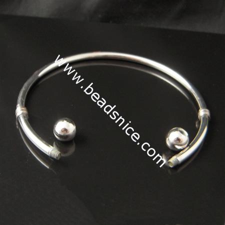 Brass bracelet,3mm thick,bead 8mm,inside diameter:63.5mm,nickel free,lead safe,