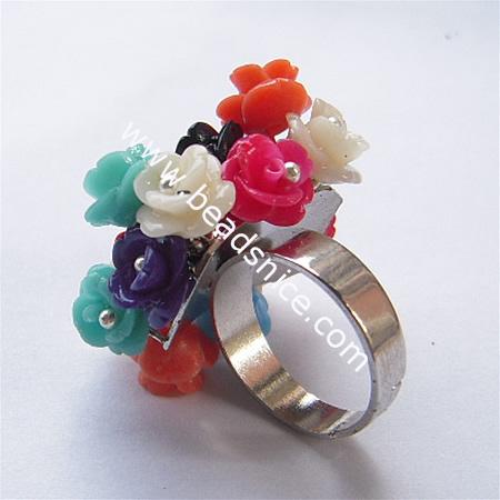 Resin flowers rings for women adjustable finger ring wholesale vogue rings jewelry findings brass gift for lover