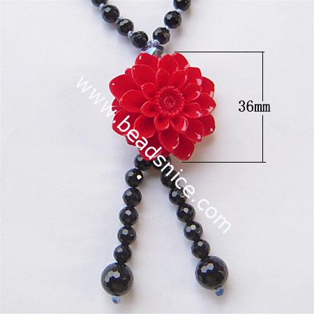 Plastic necklace,flower:36mm,,bead:17mm & 10mm,