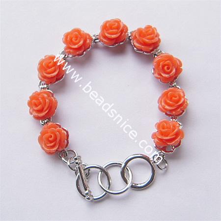Plastic bracelet,flower:12mm,length:7 inch,