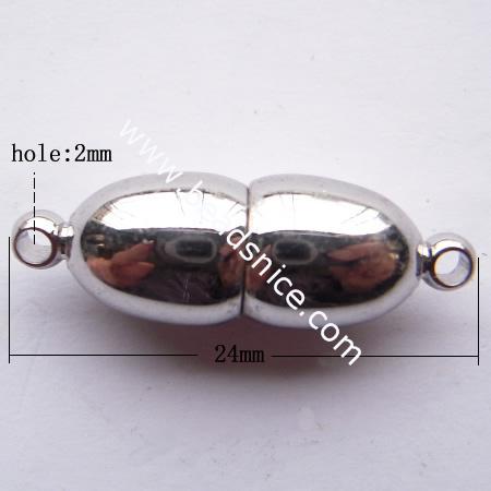 Brass magnetic clasp,24x8mm,hole:approx 2mm,nickel free,lead safe,