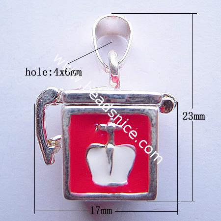Brass prayer box pendant/drop,23x17mm,hole:approx 4x6mm,square,nickel free ,lead safe,