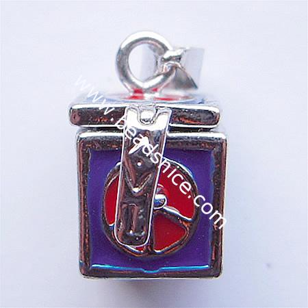 Brass prayer box pendant/drop,23x17mm,hole:approx 4x6mm,square,nickel free ,lead safe,