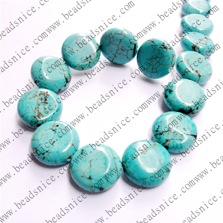 Turquoise Natural,Flar round,14.5X14.5X6.5mm,hole:1.2,16inch