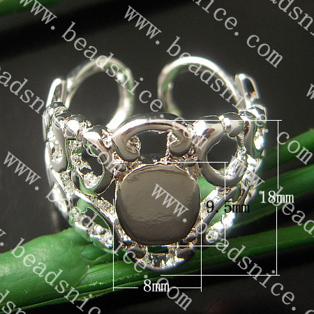 Brass Adjustable Ring Base,nickel free,lead safe,for design,inside diameter 18mm，17mm high,base diameter:9.5x8mm,
