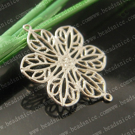 Brass Filligree Components，Flower，20X26X0.8mm，hole:1mm，