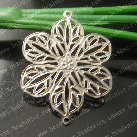 Brass Filligree Components，Flower，20X26X0.8mm，hole:1mm，