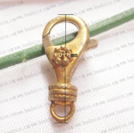 Brass Lobster Claw Clasp,Drops,17X7.5mm,