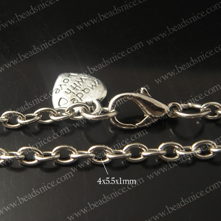 Bracelet,Iron,with alloy pendant,4X5.5X1mm.8inch