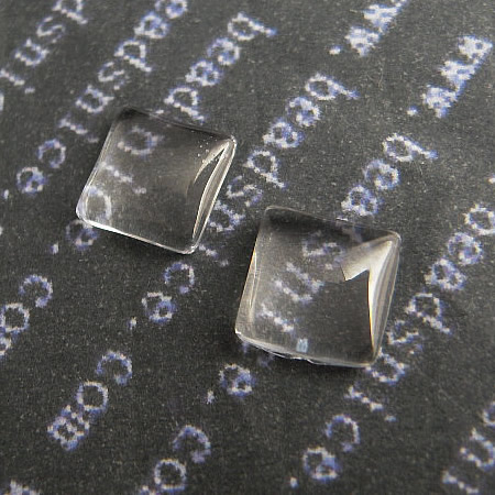 Domed Clear Glass Square Cabochons,12.5x112.5mm,nickel free, Great for Rings , Pendant Settings and Earring Blanks