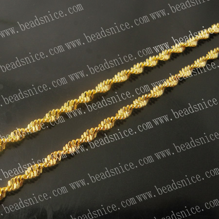 Brass Necklace Chain,17 inch, 2mm, Clasp:11X5.5mm,