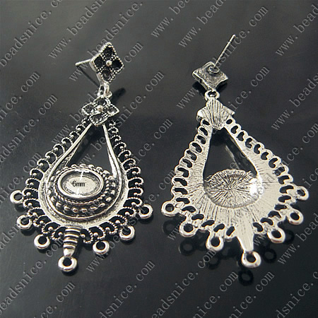 Steampunk earrings,Cameo Earring findings:61X31X4.5mm,cabochon size:6X8mm，