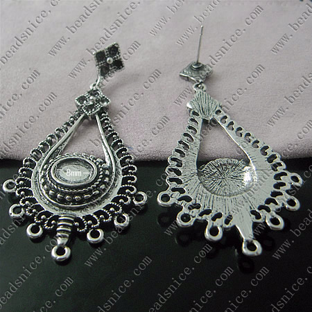 Steampunk earrings,Cameo Earring findings:61X31X4.5mm,cabochon size:6X8mm，