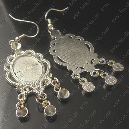 Steampunk earrings,Cameo Earring findings:68X22mm,cabochon size:16.5X12.5mm