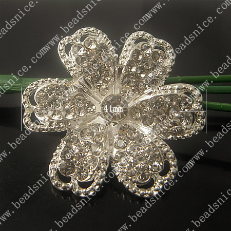 Alloy Spacer Bars With Rhinestone ,41mm,hole:1.5mm,