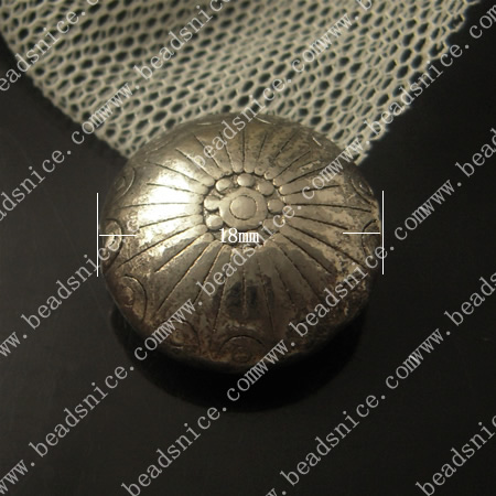 zinc Alloy Beads,18X18X8mm,hole:1mm,Nickel-free,Lead-free,