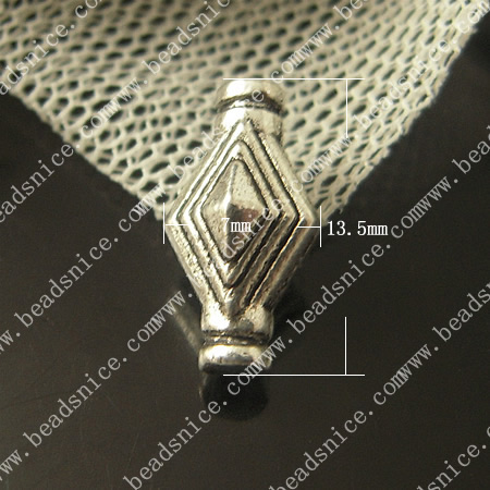 zinc Alloy Beads,7X13.5X6mm,hole:1mm,Nickel-free,Lead-free,