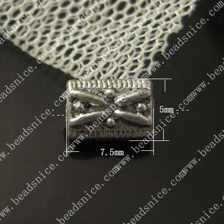 zinc Alloy Beads,5X7.5X3.5mm,hole:1mm,Nickel-free,Lead-free,