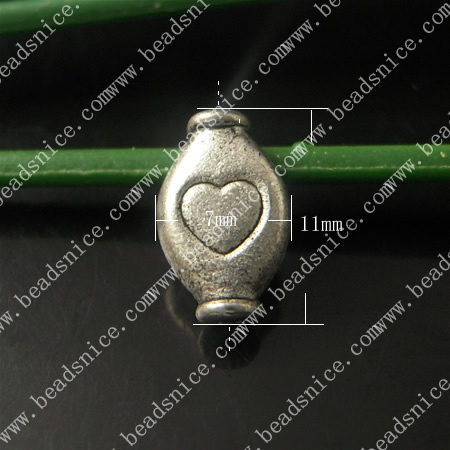 Zinc Alloy Jewelry Tubes,7X11X3.5mm,hole:1mm,Nickel-free,Lead-free,