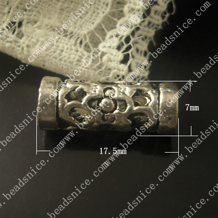 Zinc Alloy Jewelry Tubes,7X17.5mm,hole:3.5mm,Nickel-free,Lead-free,
