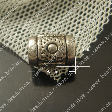 Zinc Alloy Jewelry Tubes,7X9.5mm,hole:3.5mm,Nickel-free,Lead-free,