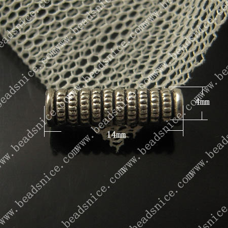 Zinc Alloy Jewelry Tubes,4X14mm,hole:2mm,Nickel-free,Lead-free,
