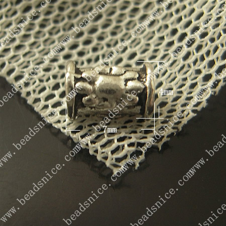 Zinc Alloy Jewelry Tubes,4X7mm,hole:1.5mm,Nickel-free,Lead-free,