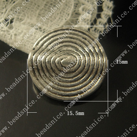 zinc Alloy Beads,15.5X15X2mm,hole:1.5mm,Nickel-free,Lead-free,