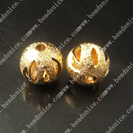 Beads Brass Real Gold-plated Stardust Round 10mm hole:1.8mm