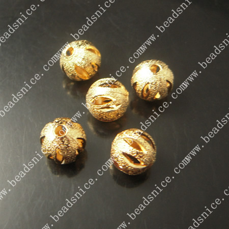 Beads Brass Real Gold-plated Stardust Round 10mm hole:1.8mm