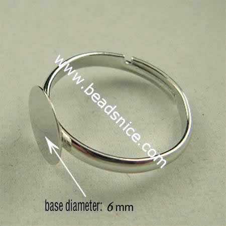 Ring base sterling silver Adjustable ring US ring size 6-8